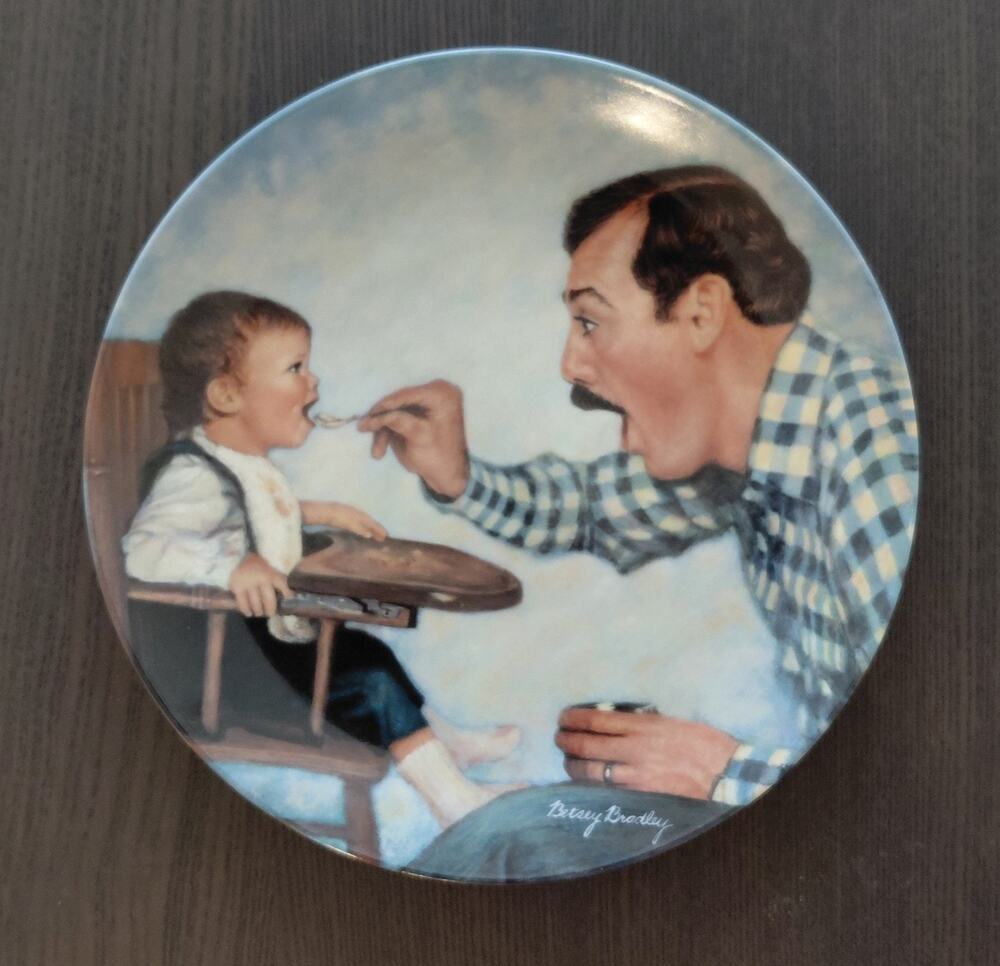 Father's Love Series Plate "Open Wide" By Betsey Bradley USA